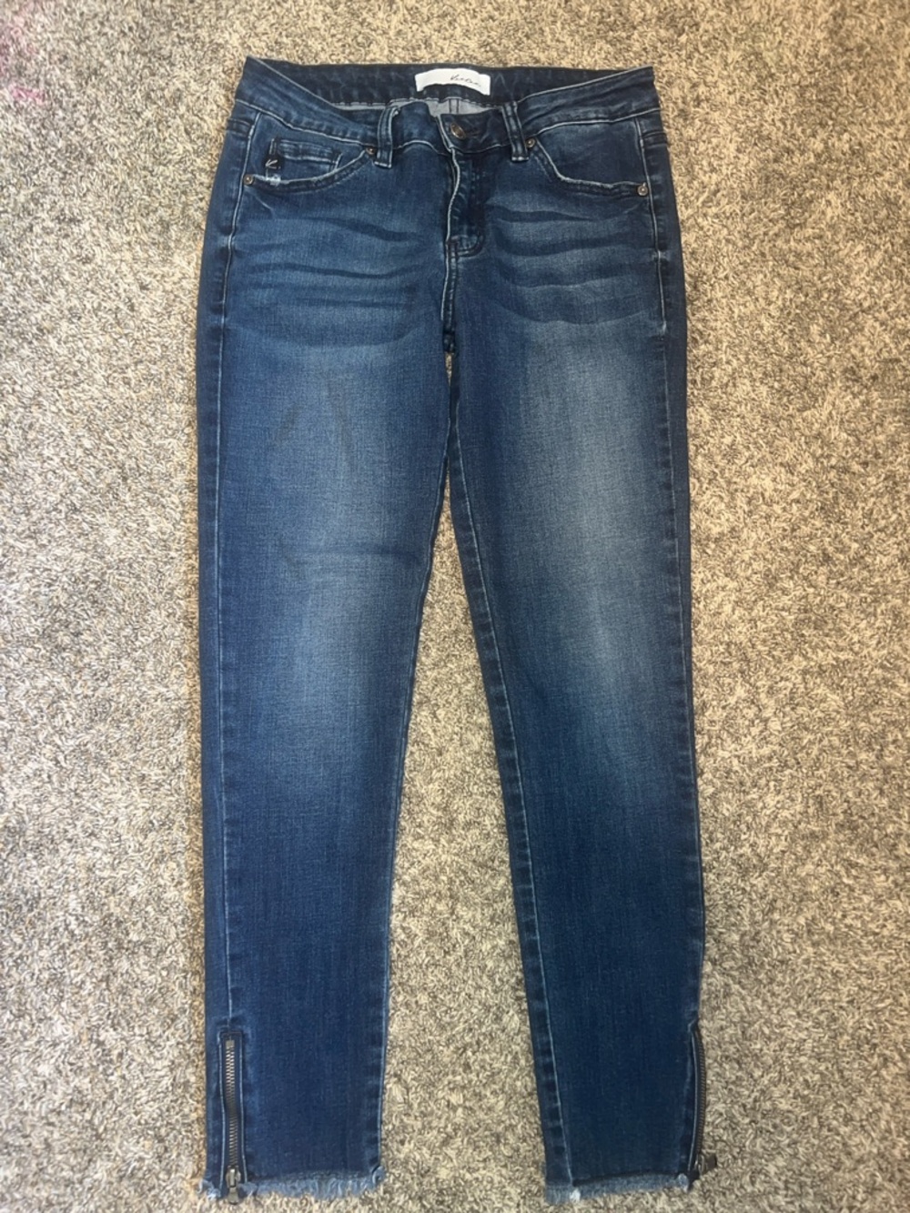 KanCan Dark Blue Skinny Jeans with Ankle Zips